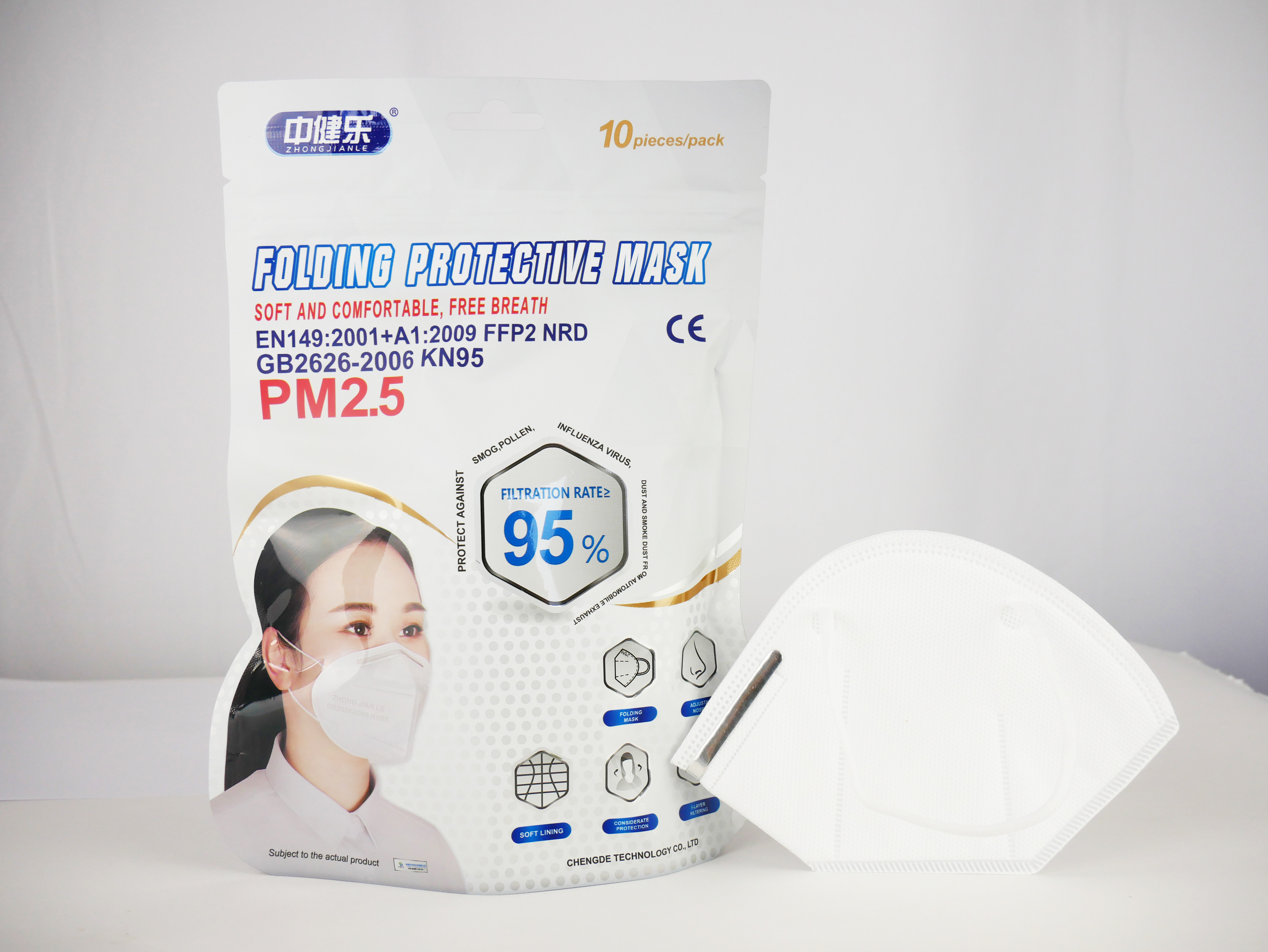 FFP2 Mundschutz Gesichtsmaske 10er Pack CE-Zertifiziert